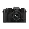 Fujifilm X-T50 Kamera mit 16-50mm Objektiv in Schwarz.