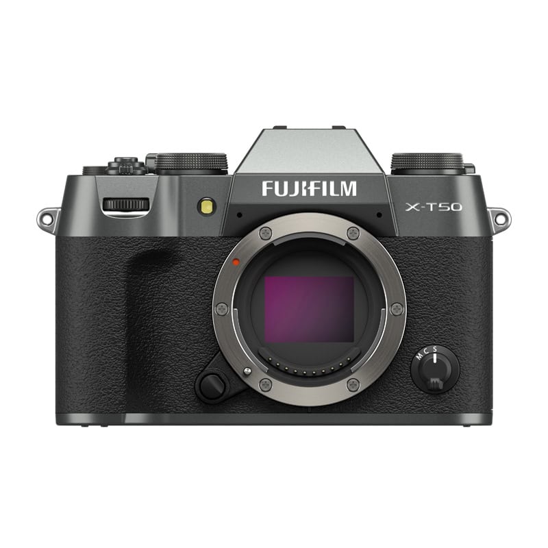 Fujifilm X-T50 Gehäuse in anthrazit grau, spiegellos Kamera mit wechselbarem Objektiv.